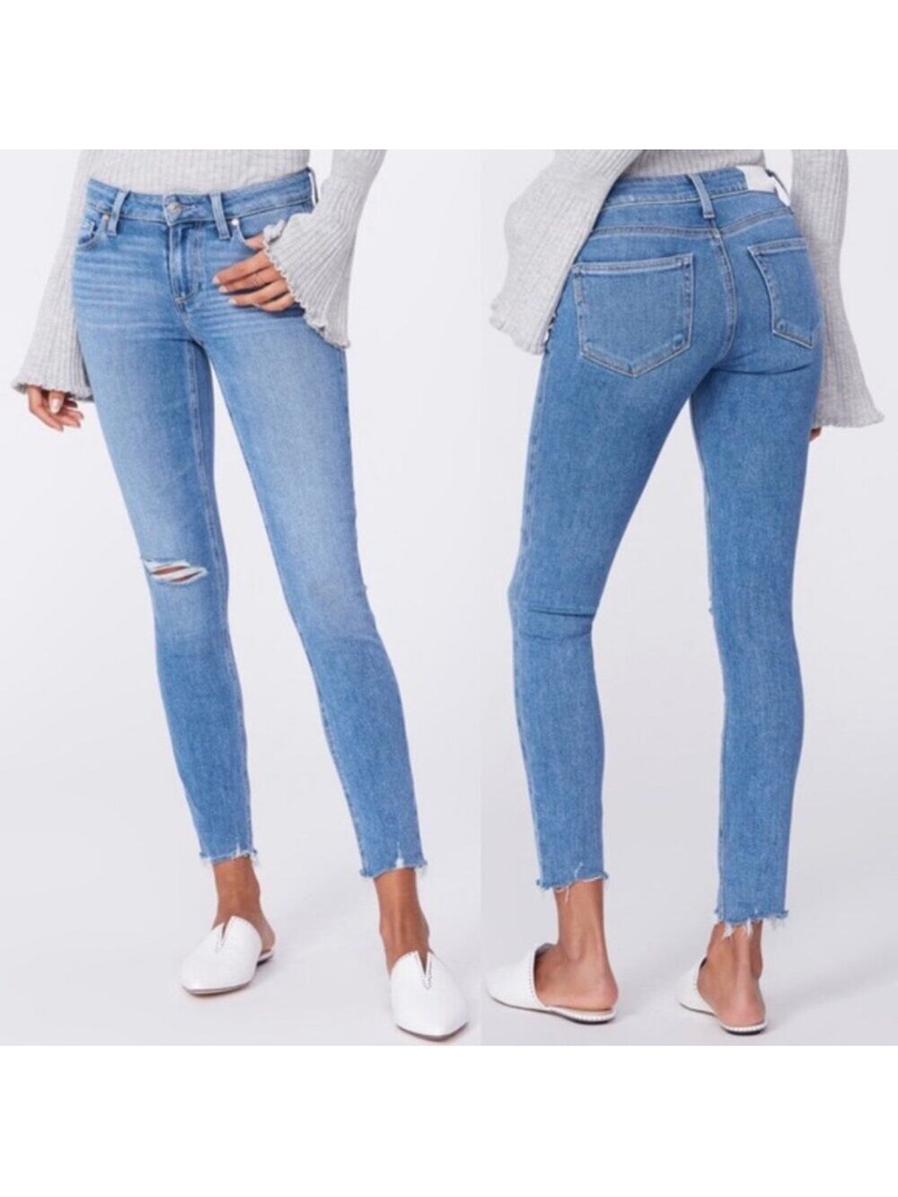 PAIGE Light Blue Ankle Crop Skinny Jeans
